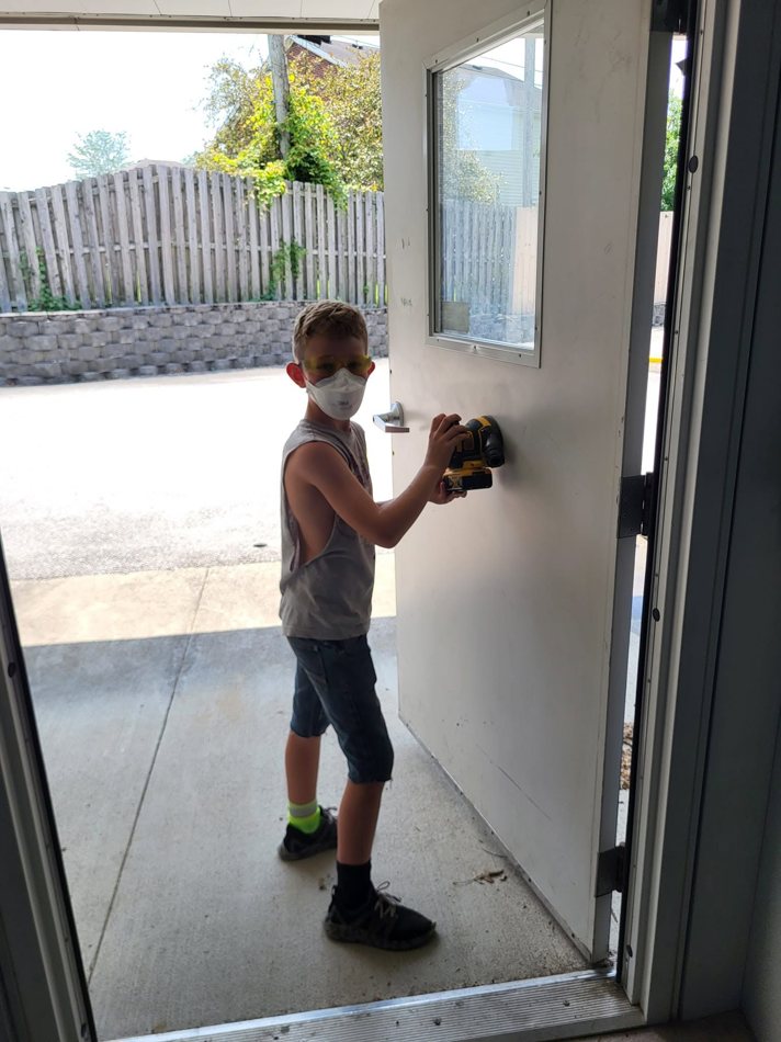Sanding a door